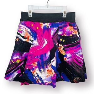 2 Hip by Wrapper Vibrant Abstract A-Line Mini Skirt Pink Black Girls 8